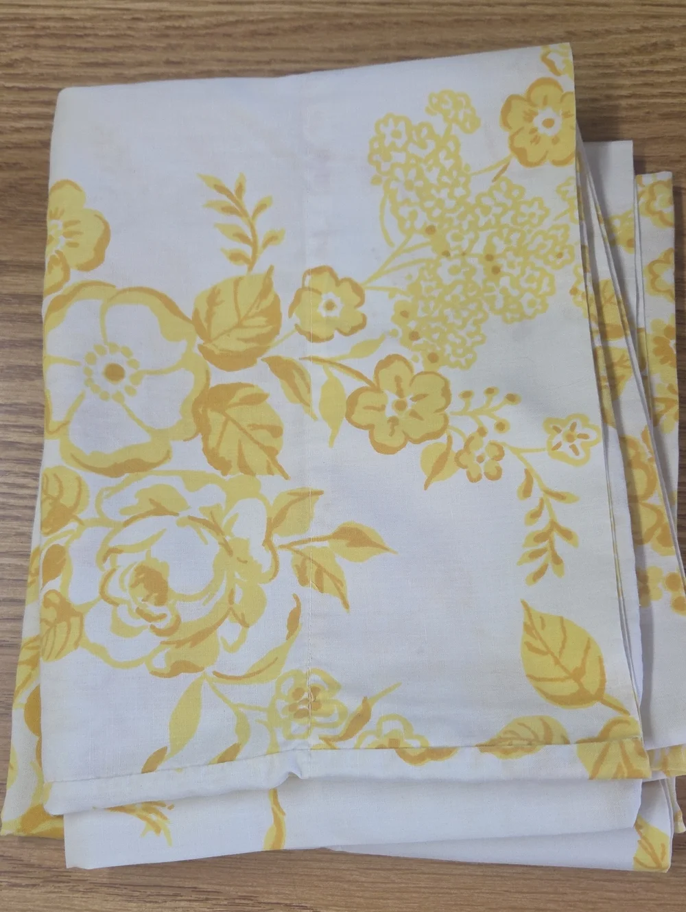 Vintage Custom Blend Yellow Floral Cotton Full Fitted Sheet And Two Pillow Cases